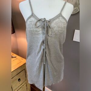 CHASER grey tie front tank camisole